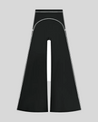 TrackLine Outline Flared Pants in Black front view featuring a high-rise waistband, contrast piping, and flared leg