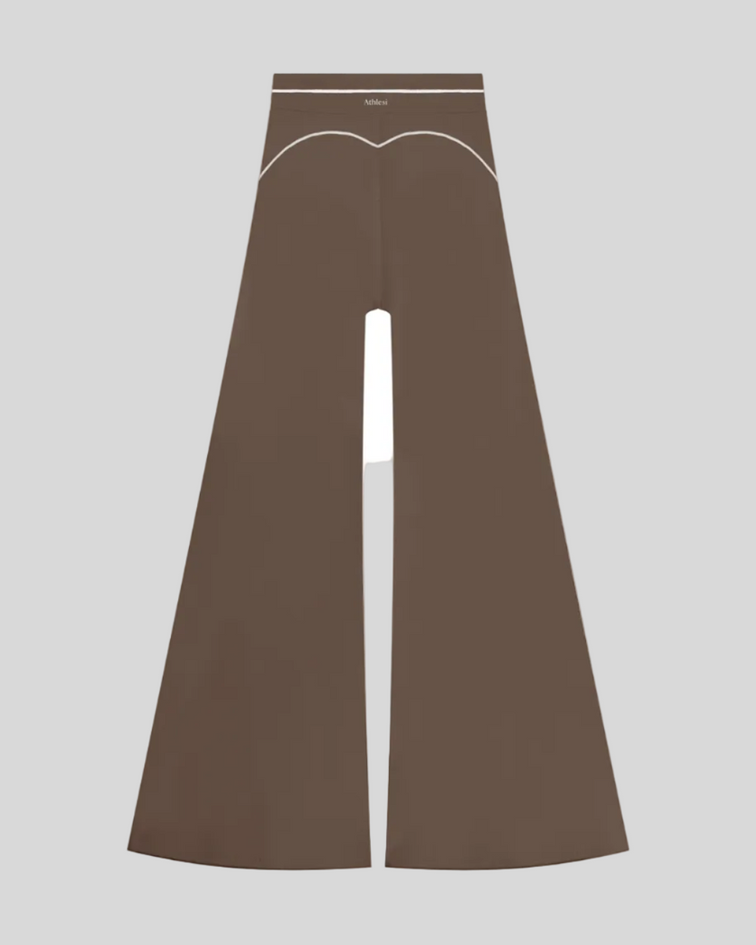TrackLine Outline Flared Pants in Coffee back view showcasing the sculpting back seam and flared silhouette