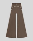 TrackLine Outline Flared Pants in Coffee front view featuring a high-rise waistband, contrast piping, and flared leg
