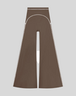 TrackLine Outline Flared Pants in Coffee front view featuring a high-rise waistband, contrast piping, and flared leg