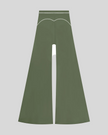 TrackLine Outline Flared Pants in Gray Green back view showcasing the sculpting back seam and flared silhouette