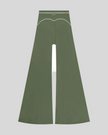 TrackLine Outline Flared Pants in Gray Green back view showcasing the sculpting back seam and flared silhouette