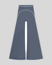 TrackLine Outline Flared Pants in Haze Blue front view featuring a high-rise waistband, contrast piping, and flared leg