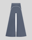 TrackLine Outline Flared Pants in Haze Blue front view featuring a high-rise waistband, contrast piping, and flared leg
