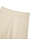 Close-up of the back waistband and contour seam on the TrackLine Outline Flared Pants in Light Apricot