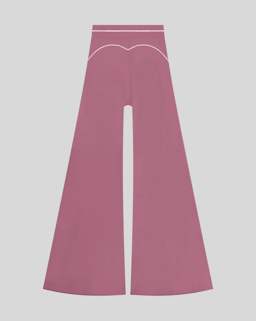 TrackLine Outline Flared Pants in Purple back view showcasing the sculpting back seam and flared silhouette