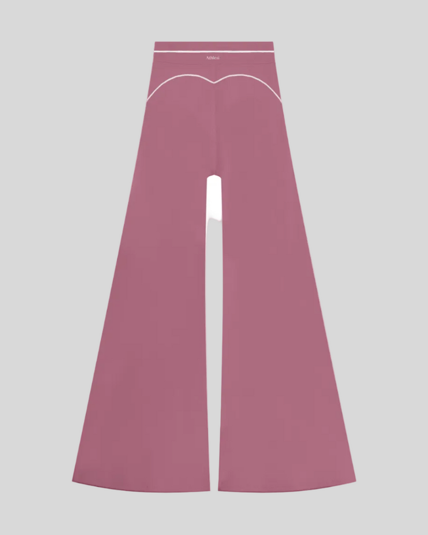 TrackLine Outline Flared Pants in Purple back view showcasing the sculpting back seam and flared silhouette