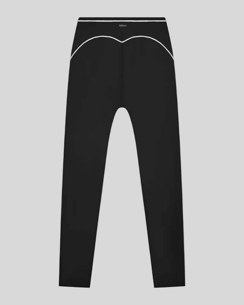 TrackLine Outline Leggings in Black back view showcasing the sculpting back seam and contrast piping
