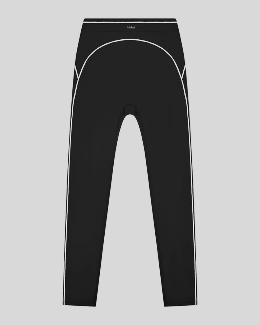 TrackLine Outline Leggings in Black front view featuring a high-rise waistband and contrast piping
