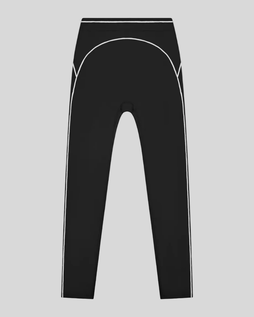 TrackLine Outline Leggings in Black front view featuring a high-rise waistband and contrast piping