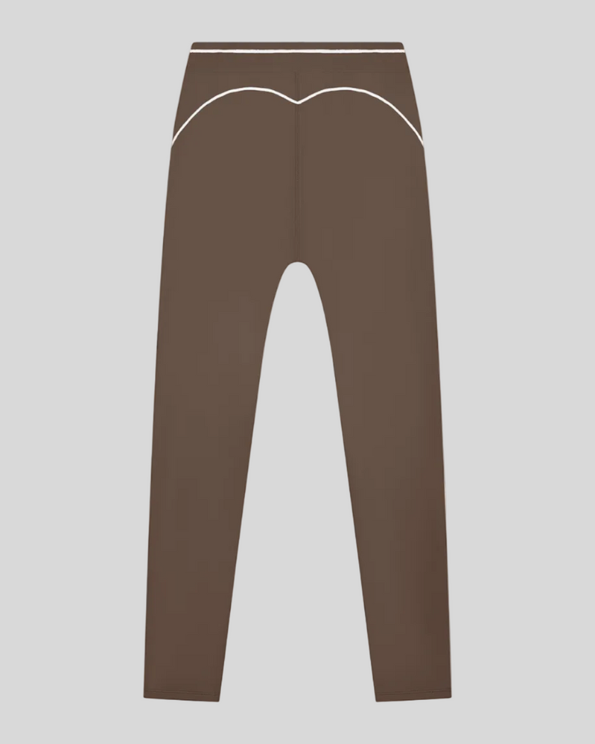 TrackLine Outline Flared Pants in Coffee back view showcasing the sculpting back seam