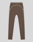 TrackLine Outline Leggings in Coffee front view featuring a high-rise waistband and contrast piping