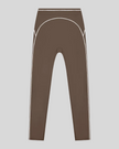 TrackLine Outline Leggings in Coffee front view featuring a high-rise waistband and contrast piping