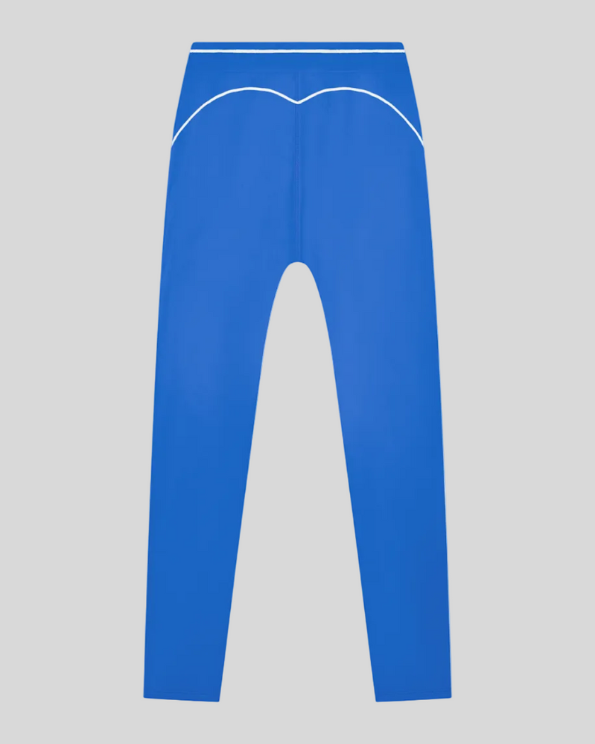 TrackLine Outline Flared Pants in Colorful Blue back view showcasing the sculpting back seam