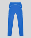 TrackLine Outline Leggings in Colorful Blue front view featuring a high-rise waistband and contrast piping