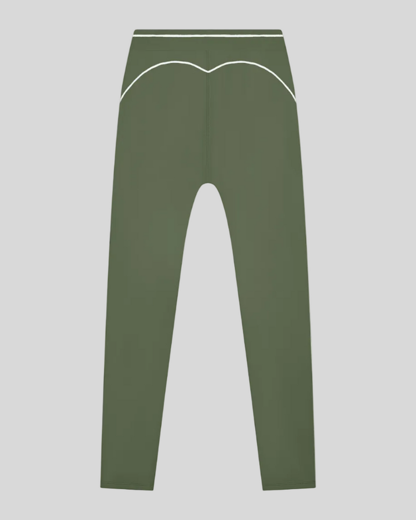 TrackLine Outline Flared Pants in Gray Green back view showcasing the sculpting back seam