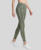 Side angled view of a model wearing the TrackLine Outline Leggings in Gray Green