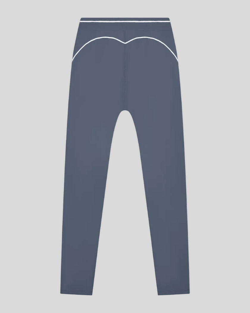 TrackLine Outline Flared Pants in Haze Blue back view showcasing the sculpting back seam