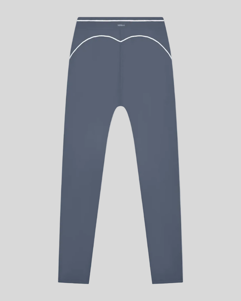 TrackLine Outline Leggings in Haze Blue back view showcasing the sculpting back seam and contrast piping