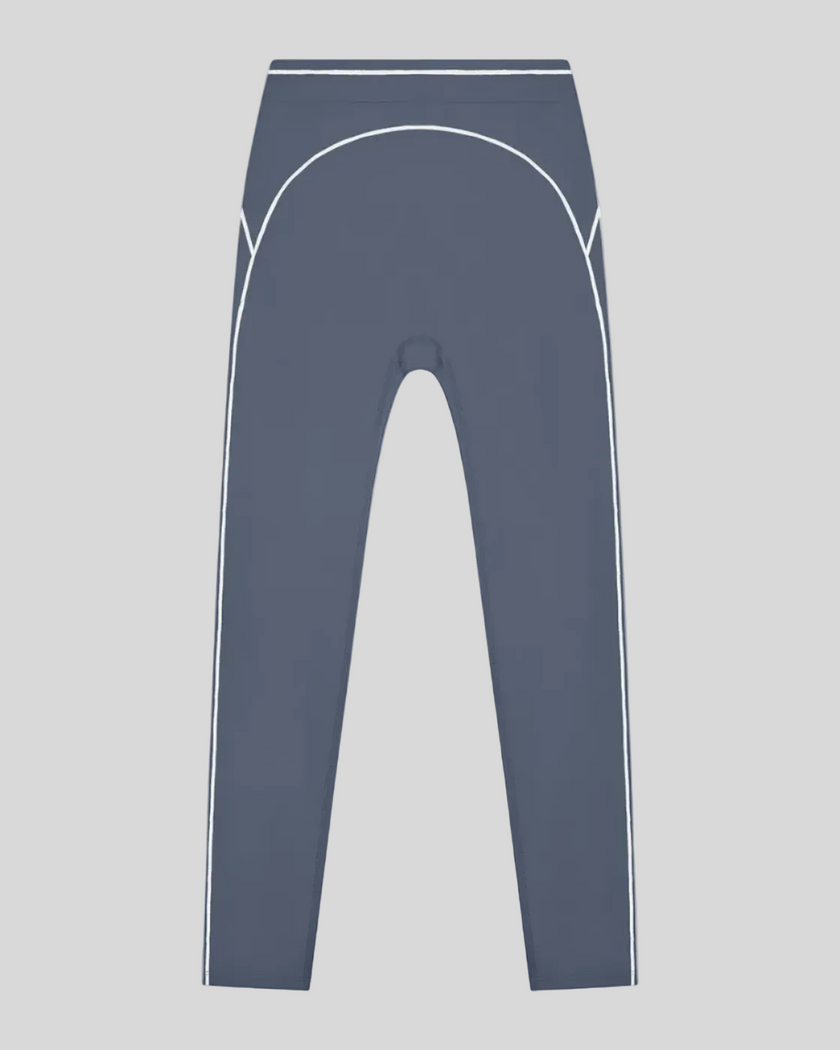 TrackLine Outline Leggings in Haze Blue front view featuring a high-rise waistband and contrast piping