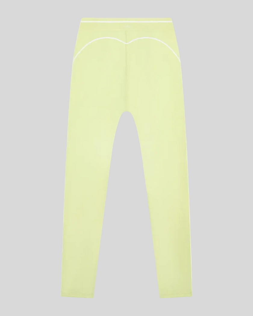 TrackLine Outline Leggings in Light Green back view showcasing the sculpting back seam and contrast piping