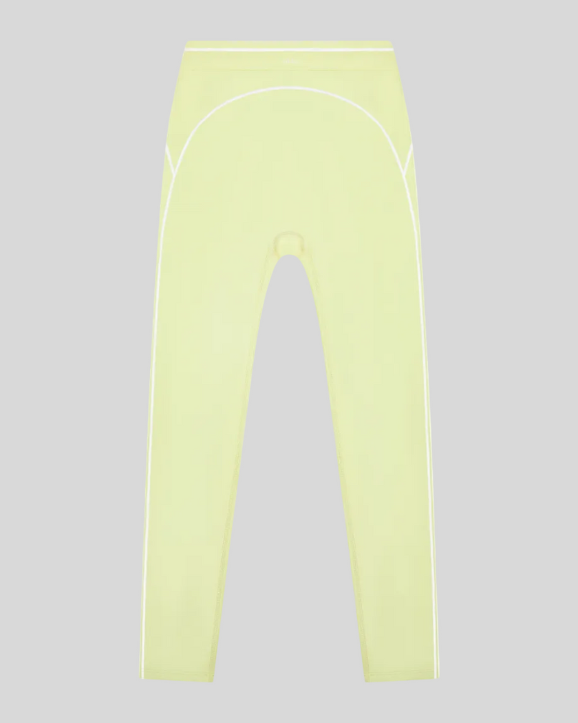 TrackLine Outline Leggings in Light Green front view featuring a high-rise waistband and contrast piping