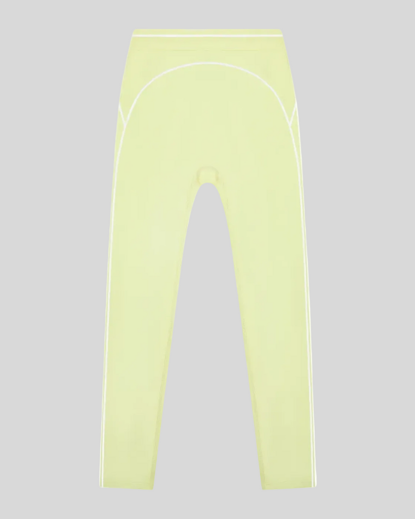 TrackLine Outline Leggings in Light Green front view featuring a high-rise waistband and contrast piping
