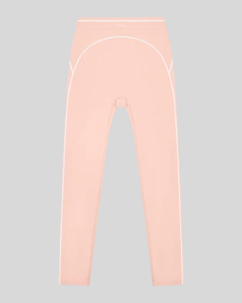 TrackLine Outline Leggings in Light Pink front view featuring a high-rise waistband and contrast piping
