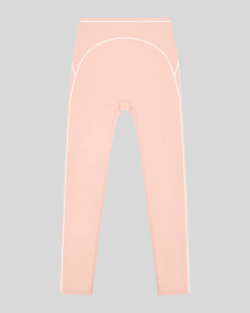 TrackLine Outline Leggings in Light Pink front view featuring a high-rise waistband and contrast piping
