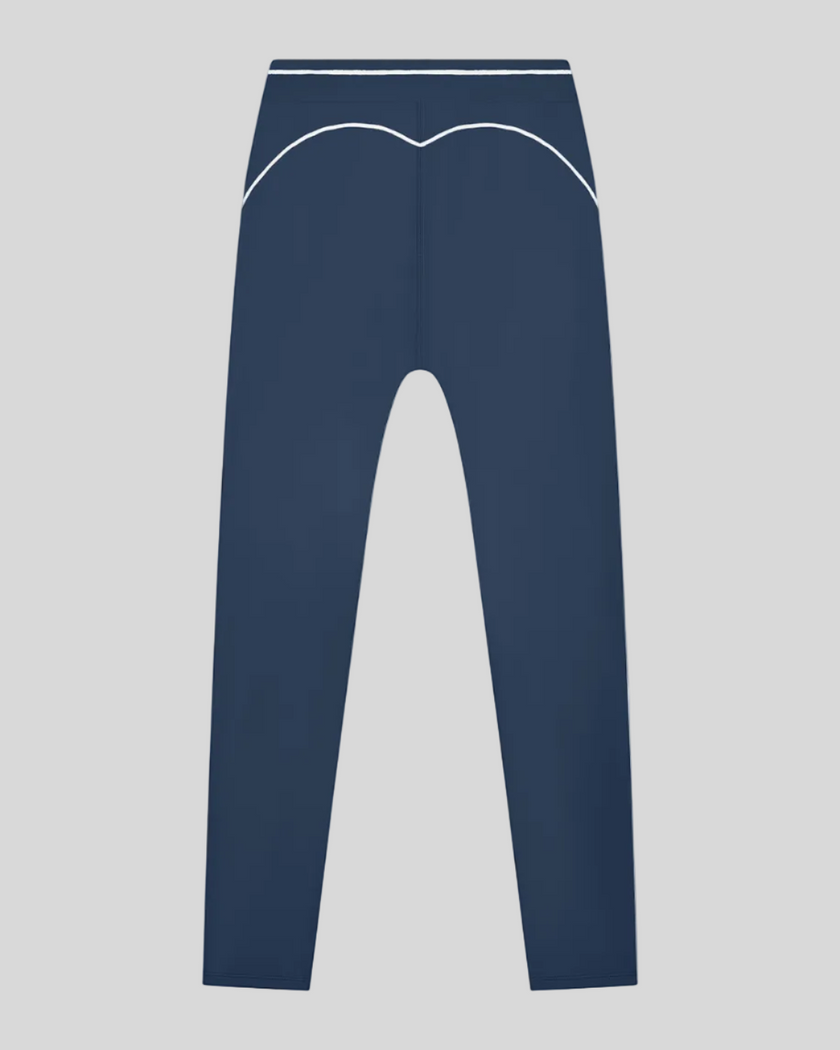 TrackLine Outline Flared Pants in Navy Blue back view showcasing the sculpting back seam