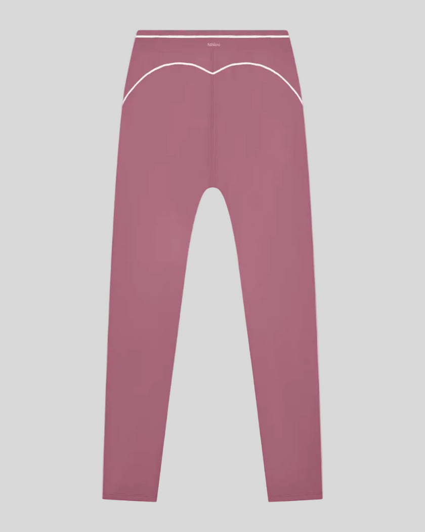 TrackLine Outline Leggings in Purple back view showcasing the sculpting back seam and contrast piping
