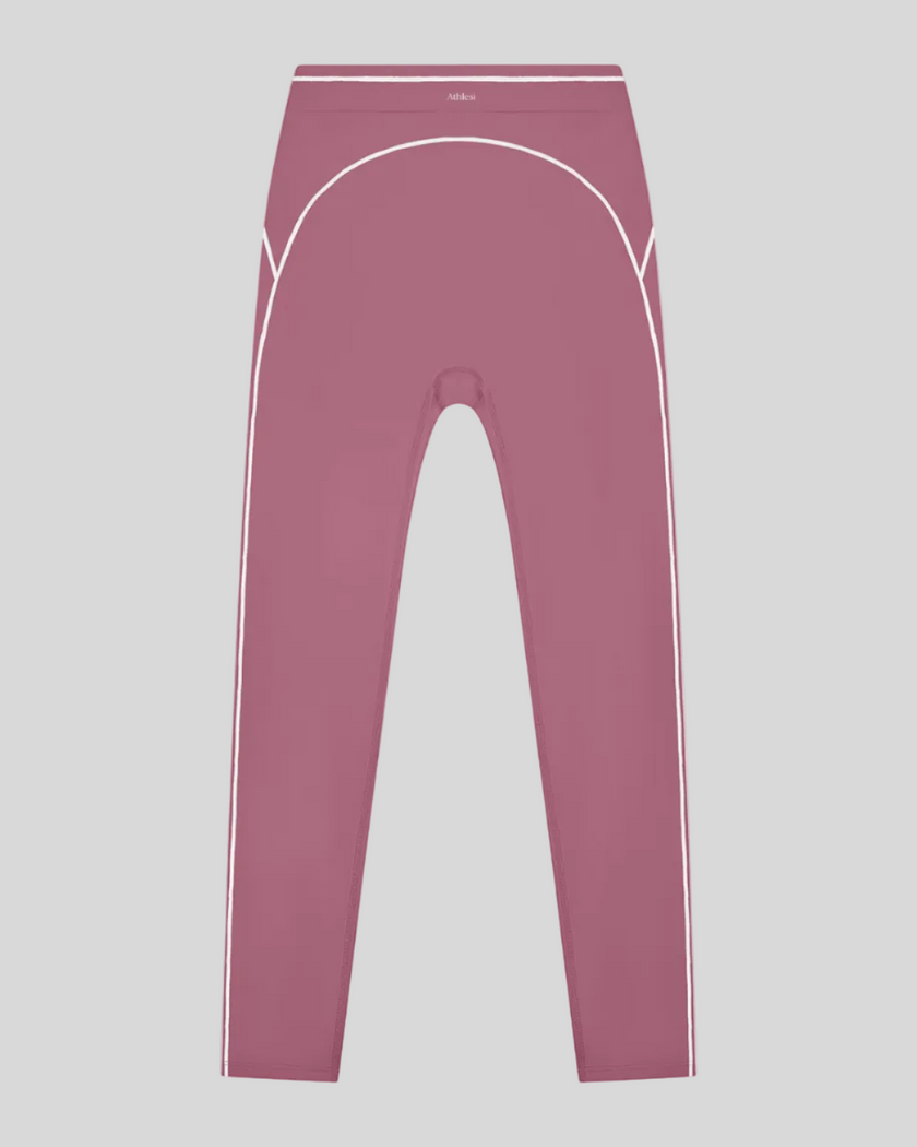 TrackLine Outline Leggings in Purple front view featuring a high-rise waistband and contrast piping