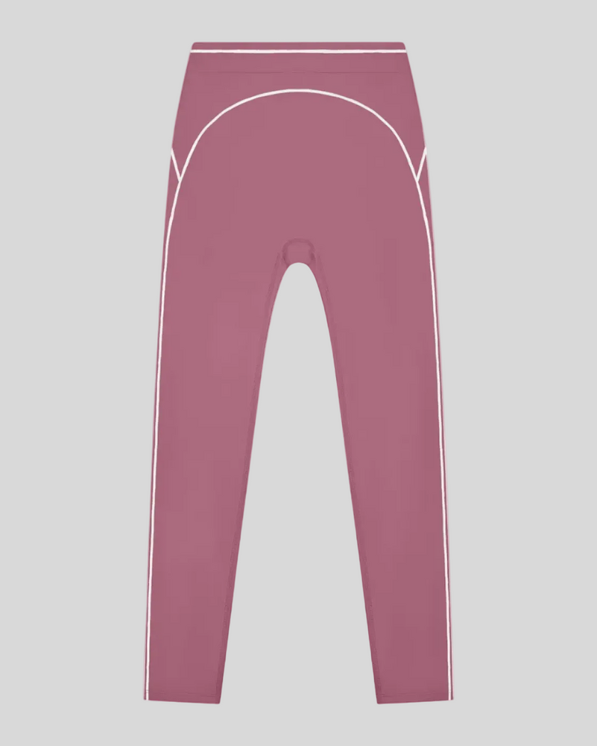 TrackLine Outline Leggings in Purple front view featuring a high-rise waistband and contrast piping
