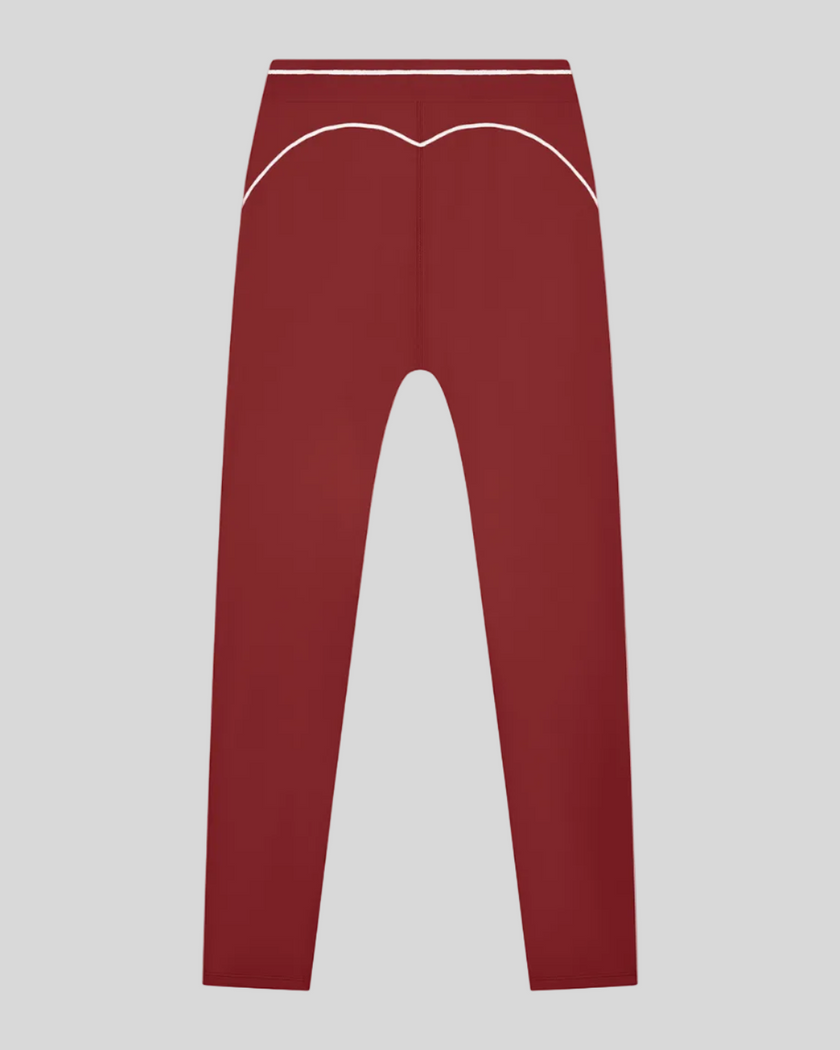 TrackLine Outline Flared Pants in Red back view showcasing the sculpting back seam