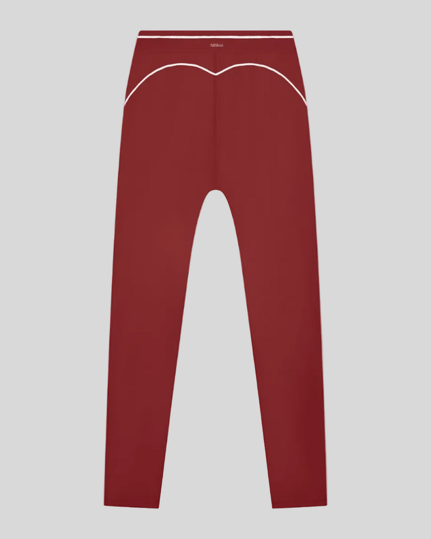 TrackLine Outline Leggings in Red back view showcasing the sculpting back seam and contrast piping