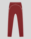 TrackLine Outline Leggings in Red front view featuring a high-rise waistband and contrast piping
