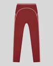 TrackLine Outline Leggings in Red front view featuring a high-rise waistband and contrast piping