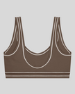 TrackLine Outline Sports Bra in Coffee back view showcasing the open scoop back design