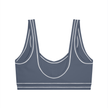 TrackLine Outline Sports Bra in Haze Blue back view showcasing the open scoop back design