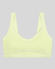TrackLine Outline Sports Bra in Light Green front view featuring contrast piping and a supportive fit
