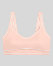TrackLine Outline Sports Bra in Light Pink front view featuring contrast piping and a supportive fit