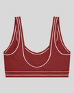 TrackLine Outline Sports Bra in Red back view showcasing the open scoop back design