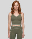 Model wearing the TrackLine Outline Tank Top in Gray Green viewed from the front