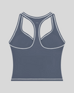 TrackLine Outline Tank Top in Haze Blue back view showcasing the racerback design and contrast piping