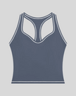 TrackLine Outline Tank Top in Haze Blue front view featuring a sleek silhouette with contrast piping