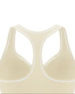 Close-up of the racerback and contrast piping on the TrackLine Outline Tank Top in Light Apricot