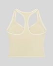 TrackLine Outline Tank Top in Light Apricot back view showcasing the racerback design and contrast piping