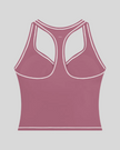 TrackLine Outline Tank Top in Purple back view showcasing the racerback design and contrast piping