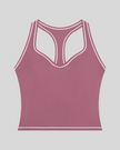 TrackLine Outline Tank Top in Purple front view featuring a sleek silhouette with contrast piping