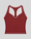 TrackLine Outline Tank Top in Red front view featuring a sleek silhouette with contrast piping